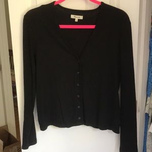 Madewell Black Longsleeve Button Knit Tee